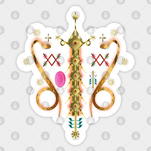 Danballah Gold Serpents Vodoo Veve Sticker by geodesyn